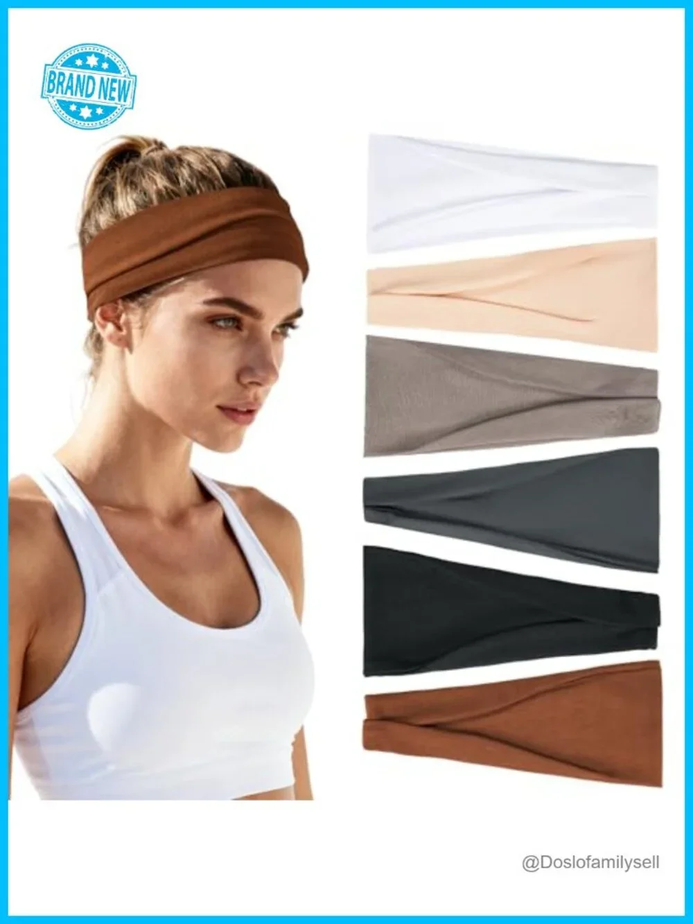 6 Pack Non-Slip Workout Headbands for Women Stretchy Athletic Sweatbands